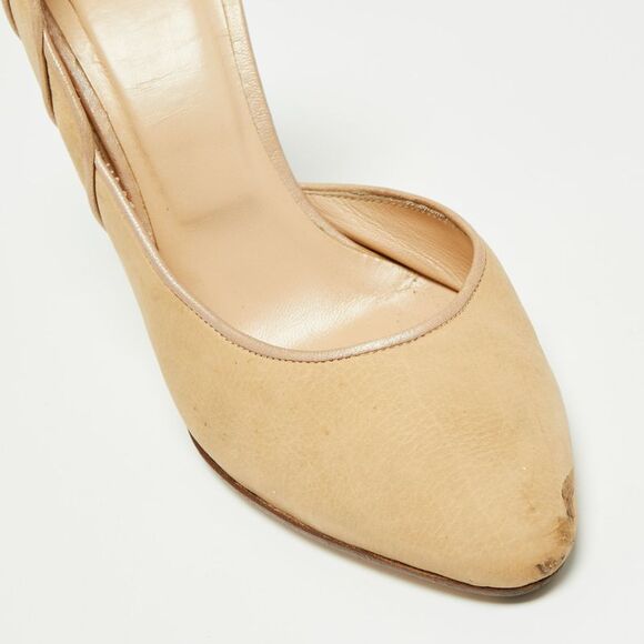 Bally Light Brown Nubuck Leather D'orsay Pointed Toe Pumps Size 39.5
